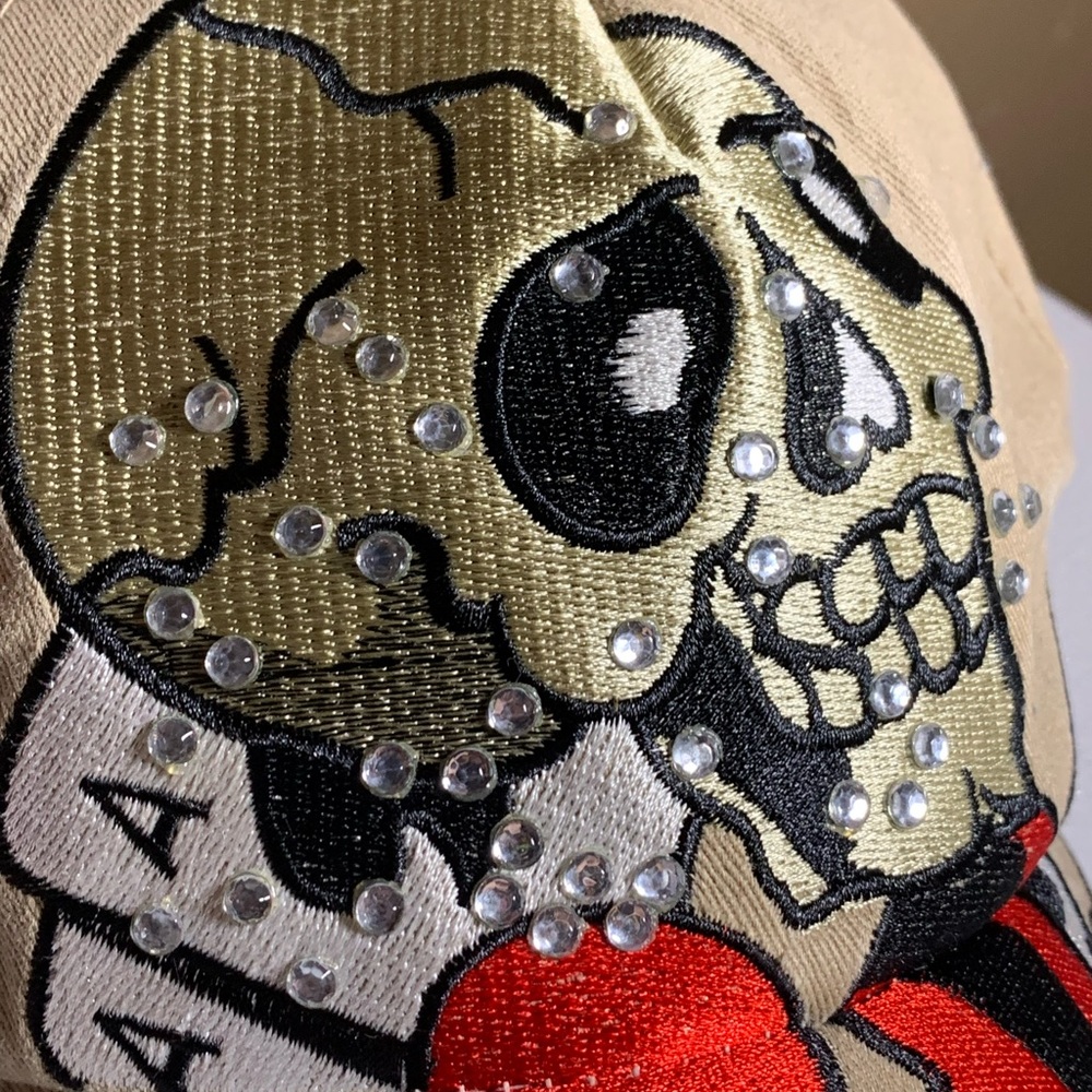 Ed Hardy Tan Cap with Skull and Heart Design - Picture 6 of 8
